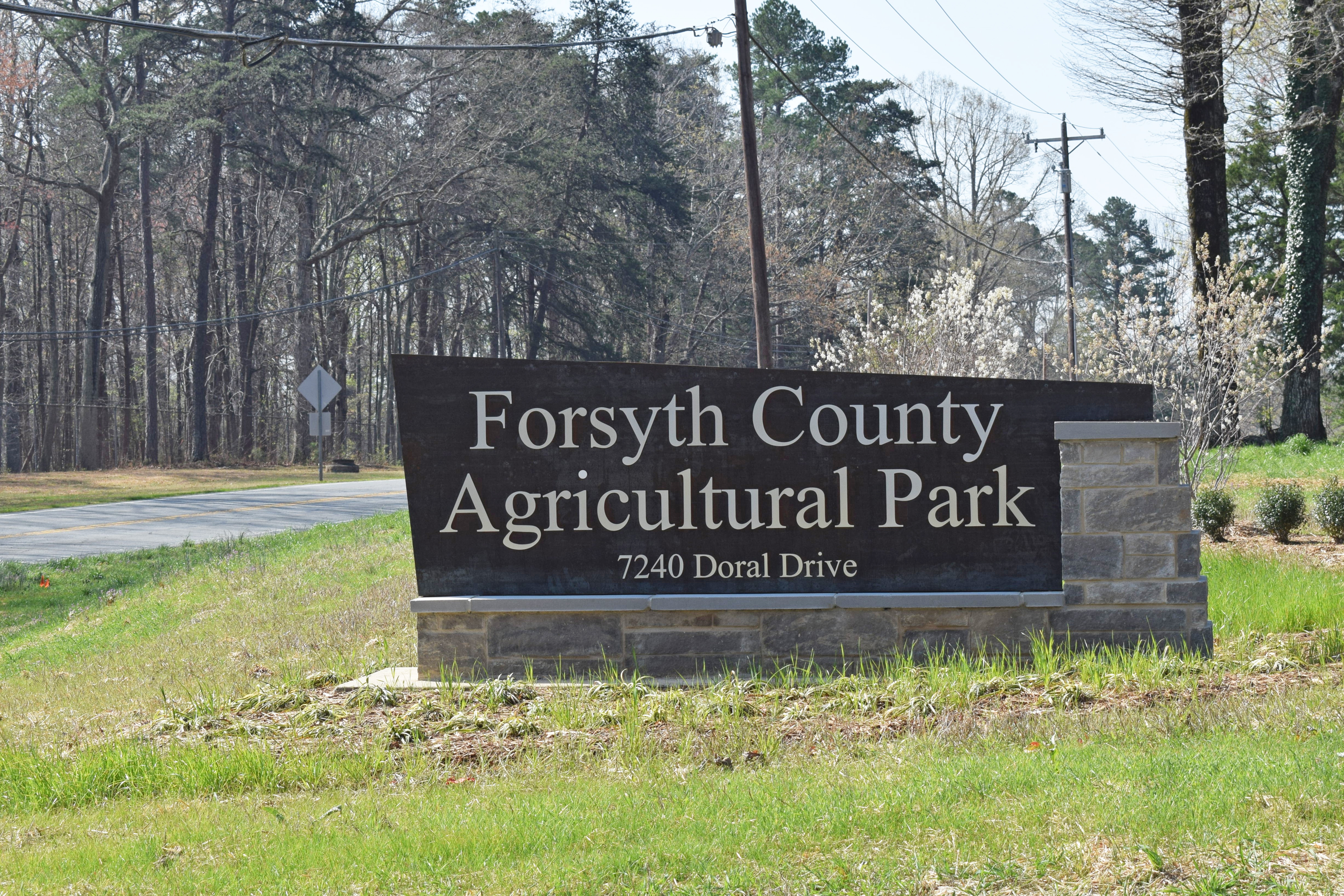 Cooperative Extention building sign displaying address: 7232 Forsyth Center Drive in Tobaccoville, N.C.
